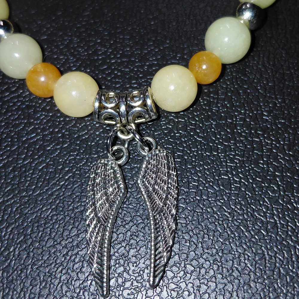 Archangel Jophiel Alashan Agate Crystal Beads 6.75" Bracelet - Picture 3 of 5